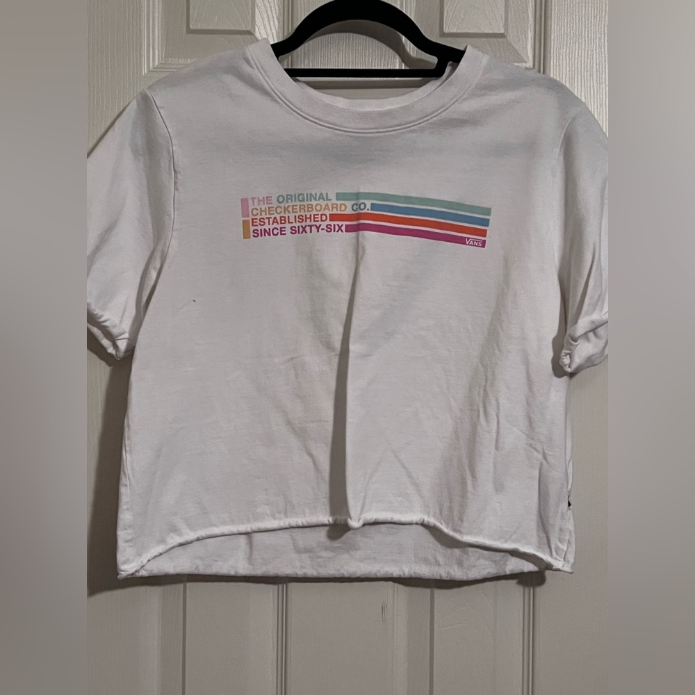 vans rainbow striped crop top